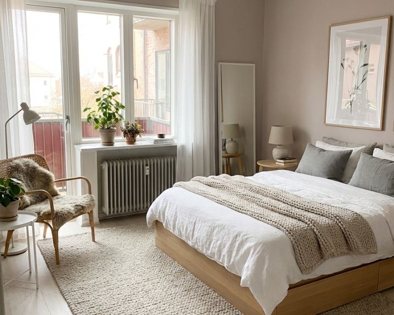 Roligt sovev&aelig;relse med god opbevaringsplads og altan i Randers C