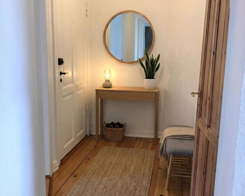 entr&eacute; i fordeler gang i 3-v&aelig;relses lejlighed