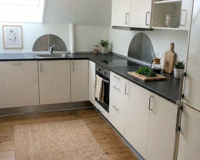 k&oslash;kken med opvaskemaskine i 3-v&aelig;relses lejlighed i Randers