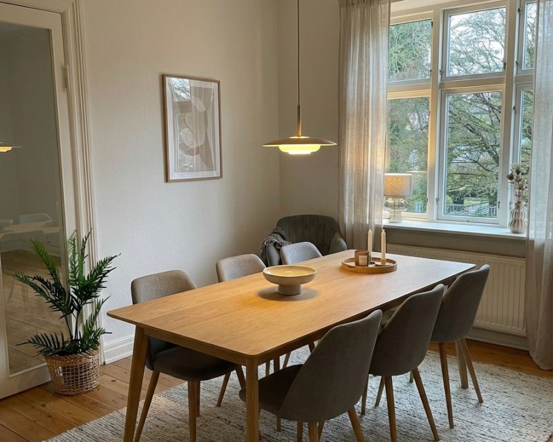 Spisestue med stuk i 3-v&aelig;relses lejlighed til leje i Randers C