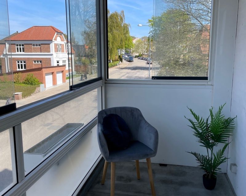 Altan med udsigt i lejlighed til leje i Randers centrum
